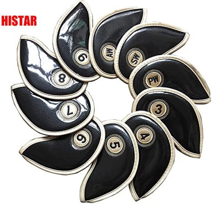 HISTAR 10pcs Crystal Pu Leather Golf Iron Head Covers Set Iron Club Headcover - Image 8