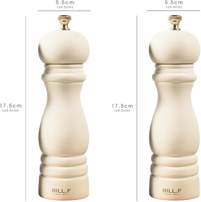 BILL.F Salt and Pepper Grinder Wooden Pepper Mill Grinder White Salt Pepper - Image 3