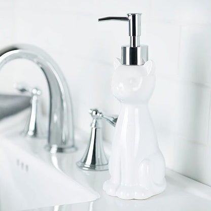 Allure Home Creation Cat 3-Piece Ceramic Toilet Brush Holder & Soap Dispenser - Image 7