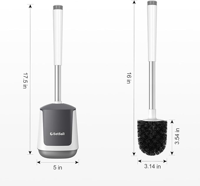SetSail Toilet Brush and Holder 2 Pack, Self Closing Lid Toilet Bowl Brushes - Image 2