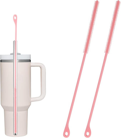 2pcs Silicone Straw Cleaner Brush, 9.5in Extra Long Reusable Straw Brush by BOXOB
