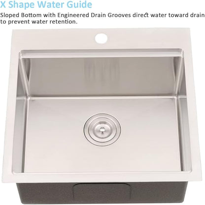 Bar Sink Drop In Workstation-Bokaiya 21x20 Small Drop In Kitchen Sink Stainless Steel Outdoor RV 16 Gauge Top Mount Single Bowl Wet Bar Sinks with Cutting Board