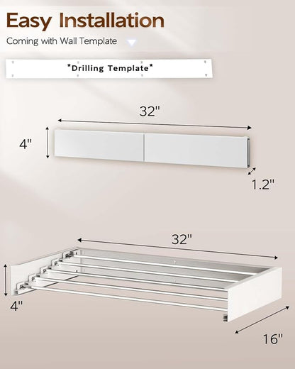 Foldable Wall Mounted Clothes Drying Rack - Image 6