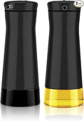 Aelga Black Oil And Vinegar Dispenser Set - 2 Pack Oil Dispenser Bottle for Kitchen with No-Drip - Black Kitchen Decor and Accessories for Home Restaurants Weddings