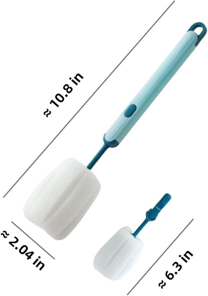 Bottle Brush Long Handle Cup Cleaner Brush Sponge Bottle Scrubber Detachable - Image 6