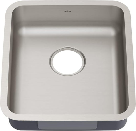 KRAUS Dex 17-inch Undermount 16 Gauge Stainless Steel Single Bowl ADA Kitchen Sink, KA1AS17B