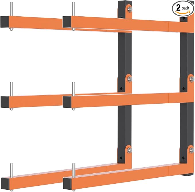 2 Pack Lumber Storage Rack, Wall Mount Wood Storage Racks, Heavy Duty 3-Level by Riciakik