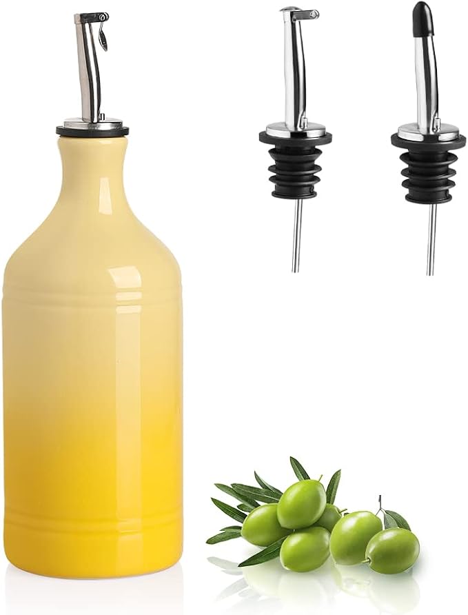 Sweejar Ceramic Olive Oil Dispenser Bottle, Opaque Oil Cruet Protects to Reduce by Sweejarco1949