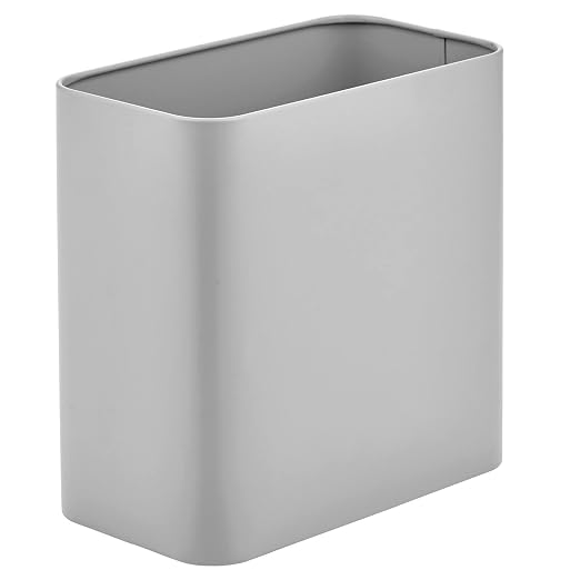 mDesign Small Metal 2.4 Gallon Trash Can Wastebasket Garbage Bin by mDesign