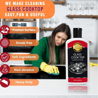 Glass Stove Top Cleaner Kit, 12 Oz Glass Cooktop Cleaner Non-Abrasive, Stove - Image 4