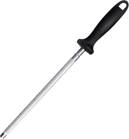 Knife Sharpener Rod, 13 Inch Carbon Steel Honing Steel by FANERFUN