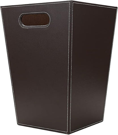 KINGFOM Classic Pu Leather Trash Can Wastebasket, Garbage Container Bin - Image 6