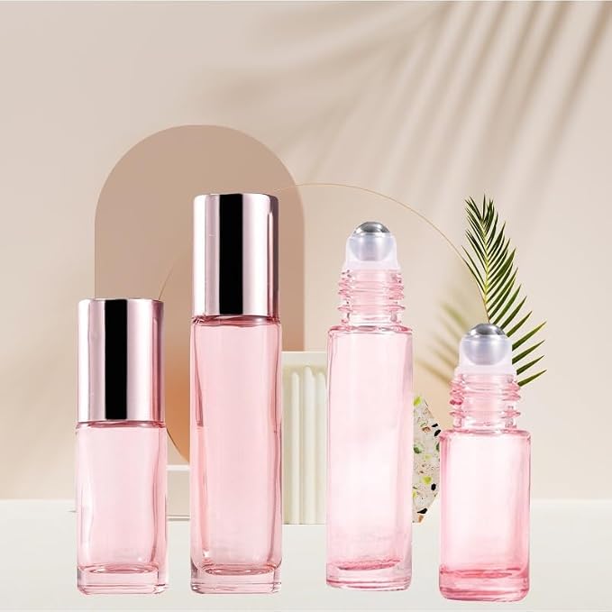 10 Pack Glass Essential Oil Roller Bottles, 5ml Pink Roller Bottles - Image 3