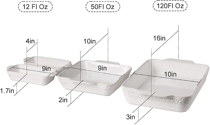 Sweejar Ceramic Bakeware Set of 4, Casserole Dishes - Image 2