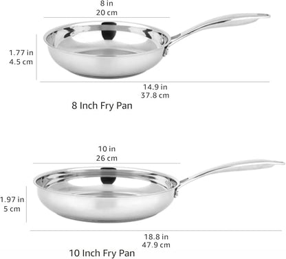 Amazon Basics 2-Piece Stainless Steel Induction Frying Pan Set, Oven Safe - Image 5