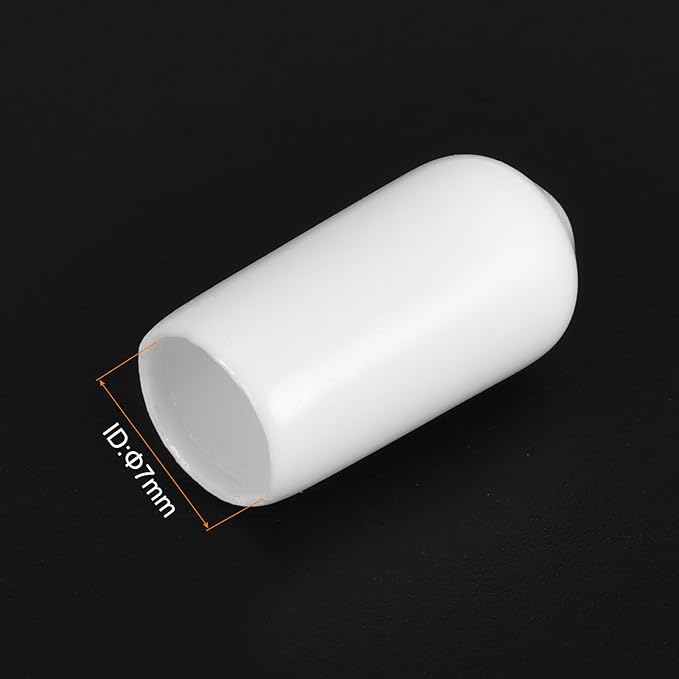 uxcell 20pcs Rubber End Caps 7mm ID Vinyl Round End Cap Cover Screw Thread Protectors White