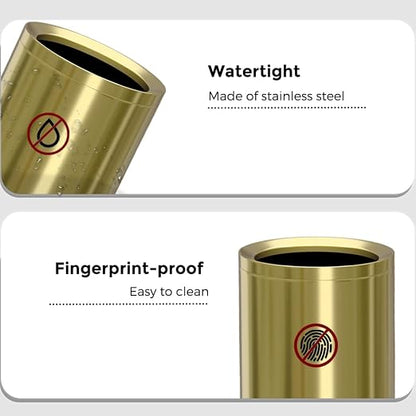 12L/3Gal Antique Brass Bathroom Trash Can, Brushed Brass Garbage can, Small - Image 3