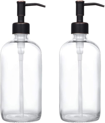 2 Pack Thick Clear Glass Pint Jar Soap Dispenser by Unknown