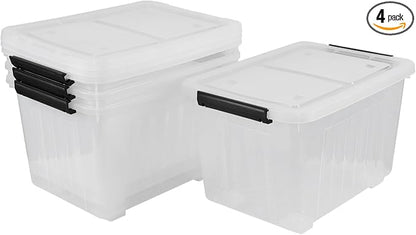 30 Quart Clear Plastic Latch Storage Bins by Unknown