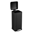 8 Gal/30L Slim Trash Can, Rectangular Step-On Stainless Steel Garbage Can, Soft-Close Lid, Anti-Fingerprint Surface, Recycling Bin with Removable Inner Basket, for Kitchen Dining Room, Black