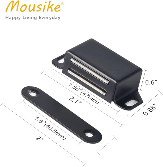 Mousike Cabinet Magnets 30lb Black Door Magnets with Strong Magnetic for Kitchen Cupboard Wardrobe Closet Cabinet Door Drawer Latch 8 Pack