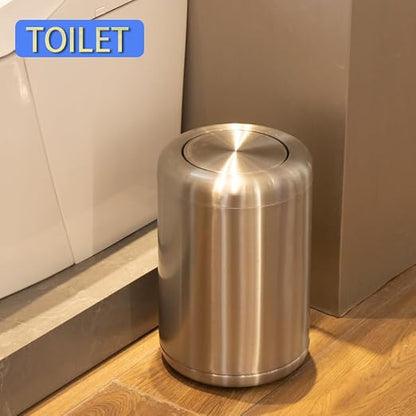 Waste Can 3 Gallon with Swing Lid，Brushed Stainless Steel Trash Can，Metal - Image 7