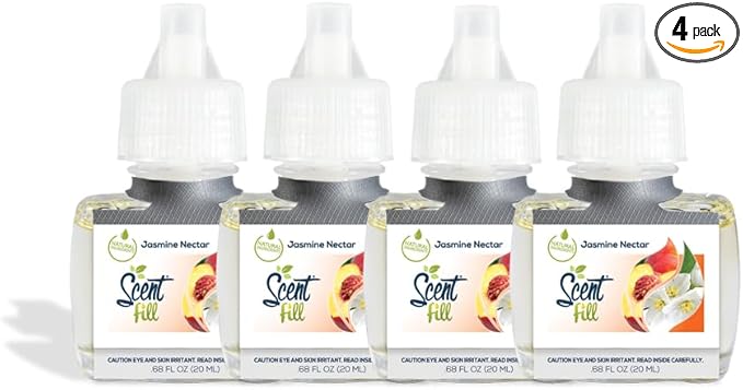 Scent Fill Jasmine Nectar Plug in Air Freshener, 4 Scented Oil Refills