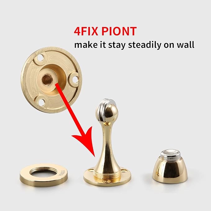 YAGU 2 Pack Magnetic Door Stoppers Holder, Zinc Alloy Bright Gold Door Stops - Image 4
