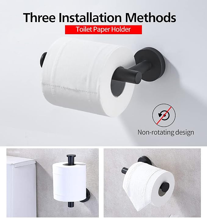 2pcs Brushed Nickel Toilet Paper Holder and Towel Ring Set, Stainless Steel - Image 3