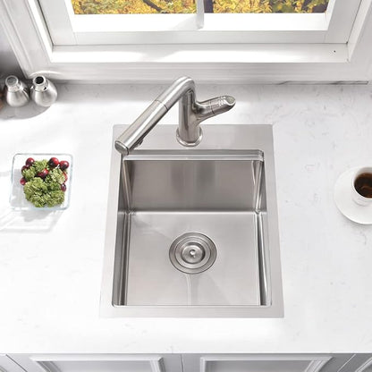 15 Inch Drop In Bar Sink Workstation-Bokaiya 15x20 Small Kitchen Outdoor Rv Sink Stainless Steel 16 Gauge Wet Bar Drop In Single Bowl Island Sinks with Cutting Board