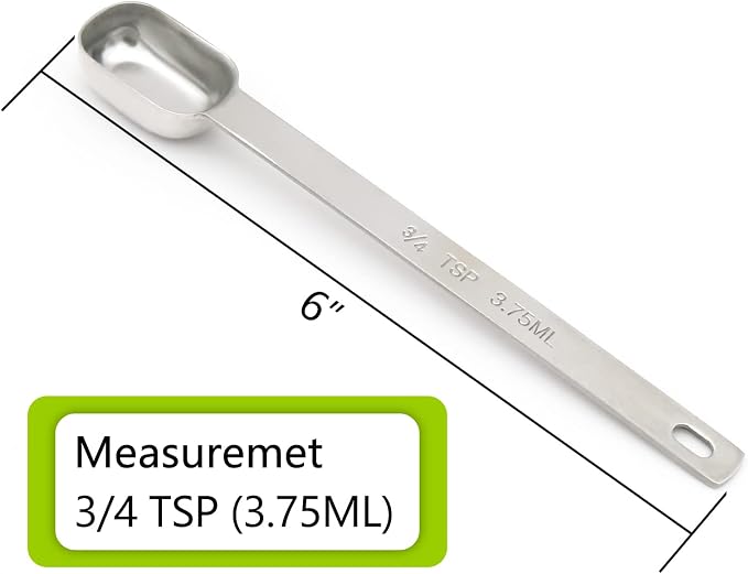 5PCS 3/4tsp Single Measuring Spoon, Stainless Steel Long Handle Individual - Image 2