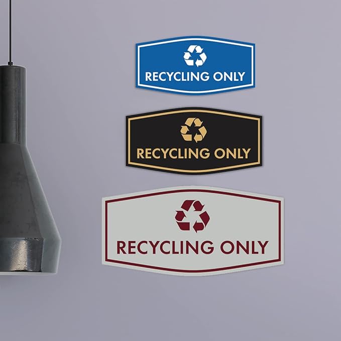 Fancy Recycling Only Sign (White/Red) - Small
