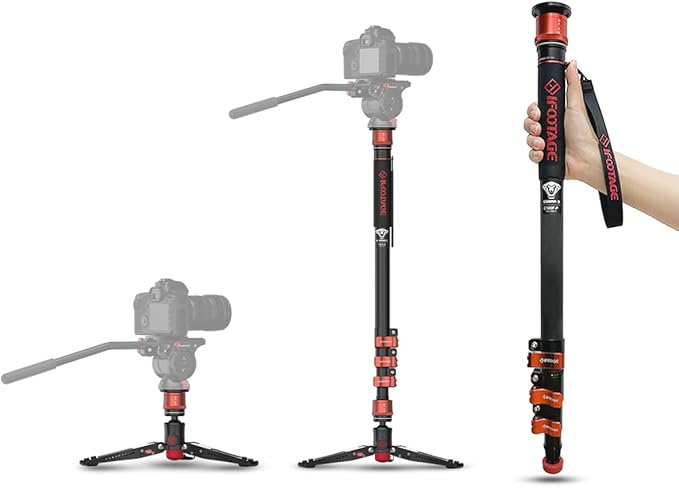 IFOOTAGE Monopod for Camera 71" Cobra 3 A180F,Quick Adjust Monopod with Feet, Walking Stick,CB3 Base Tripod,for Camera Photography,Travel,Payload up to 17.64 lbs/8 KG