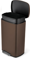 8 Gal Kitchen Trash Can, 30L Recycling or Garbage Bin, Brushed Stainless Steel Waste Basket, Soft&Quiet Close Dustbin, with Step-On Pedal, Removable Inner Bucket, for Home, Office, Living Room