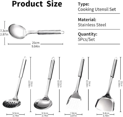 Stainless Steel Cooking Utensils Set, Wok Utensils Set Include Wok Ladle - Image 2