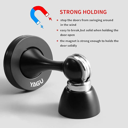 YAGU Door Stopper 4 Pack Magnetic Door Stops, Zinc Alloy Matte Black Door Catch - Image 3