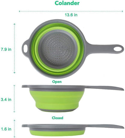 2 Pack Kitchen Foldable Silicone Strainer Colanders, Collapsible Colanders - Image 3