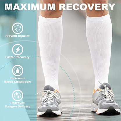 Medical Compression Socks for Women and Men 3 Pairs 20-30 mmHg Knee High Christmas Compression Stockings Circulation Best for Running Athletic Nurses