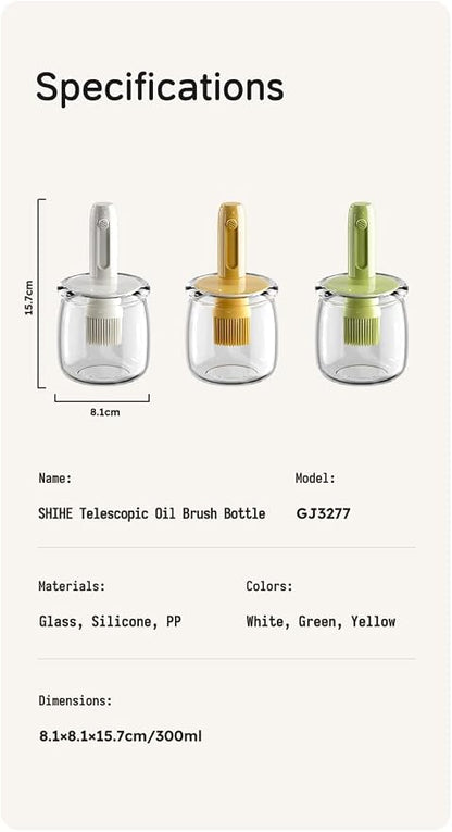 Retractable Oil Brush Dispenser, 2-in-1 Glass Olive Oil Bottle - Image 6