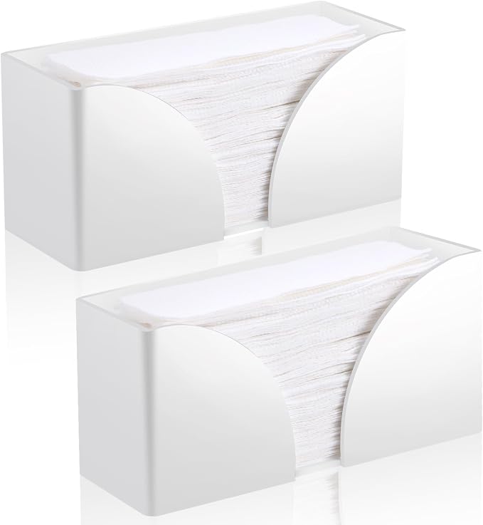 2PCS White Paper Towel Dispenser Countertop, AcrylicPaper Towel Holder by AFOROEOA