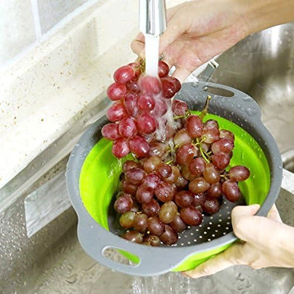 Qimh Collapsible Colander Set of 3 Round Silicone Kitchen Strainer Set - Image 6