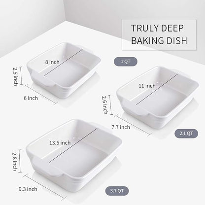 KOOV Bakeware Set, Ceramic Baking Dish Set, Rectangular Casserole Dish Set - Image 3