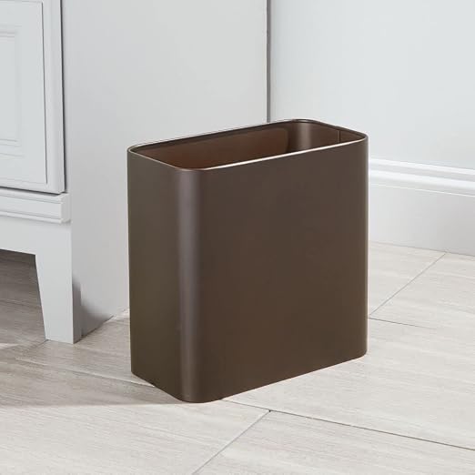 mDesign Small Metal 2.4 Gallon/9 Liter Trash Can Wastebasket Garbage Bin - Image 2