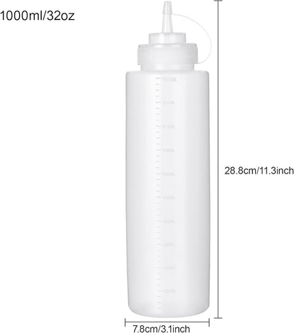 Squeeze Bottles for Sauces 2 Pack, 32 Ounce 1000ml Plastic Dressing Squirt - Image 2