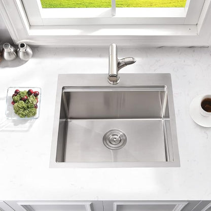 Bar Sink Drop In Workstation-Bokaiya 21x20 Small Drop In Kitchen Sink Stainless Steel Outdoor RV 16 Gauge Top Mount Single Bowl Wet Bar Sinks with Cutting Board