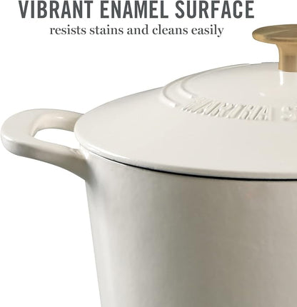 MARTHA STEWART Gatwick 7-Quart Enamel Cast Iron Dutch Oven – Linen White - Image 3