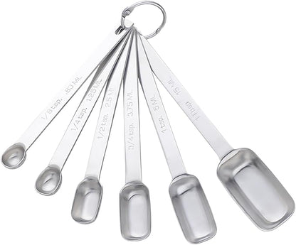 DOCBLACK 6PCS Measuring Spoons Set, Premium Heavy Duty Stainless Steel Metal by BOCBLACKKITCHENACCESSORIES