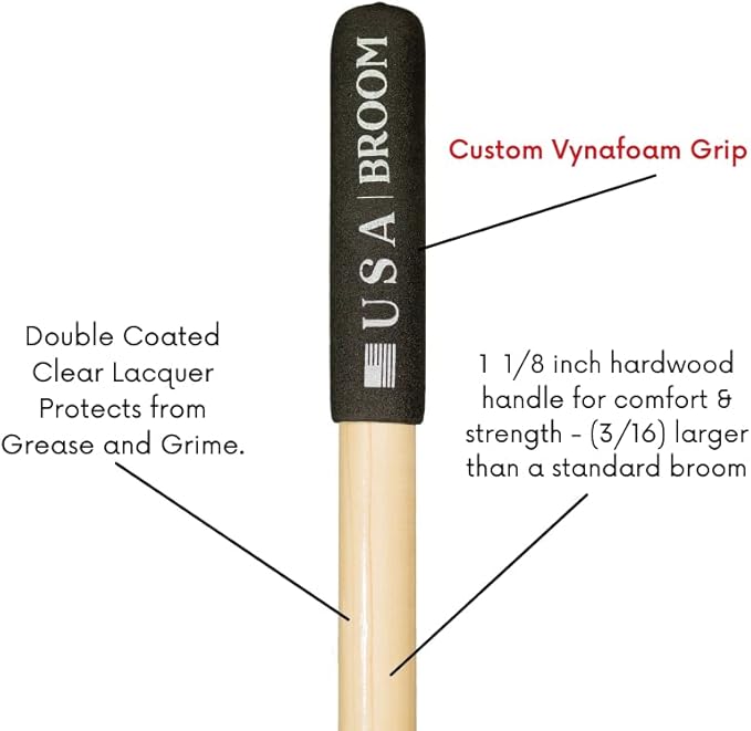 4 Pack Bundle- 24" Soft Sweep Indoor Push Broom with 60" Handle. Ideal for Epoxy & Polished Floors. Durable American Made Steel Brackets-Stainless Steel Hardware. No Plastic. 100% Made in The USA
