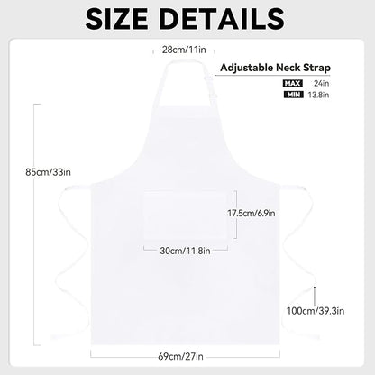 2 Packs White Apron, Adjustable Cooking Aprons, Waterdrop Resistant Kitchen - Image 4
