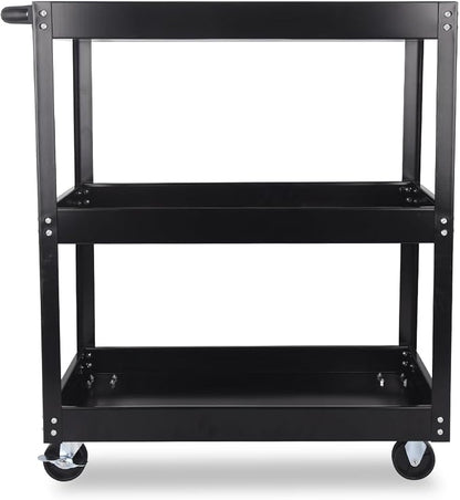 3-Tier Commercial Utility Cart, 3 Shelves Steel Service Tool Cart - Image 7